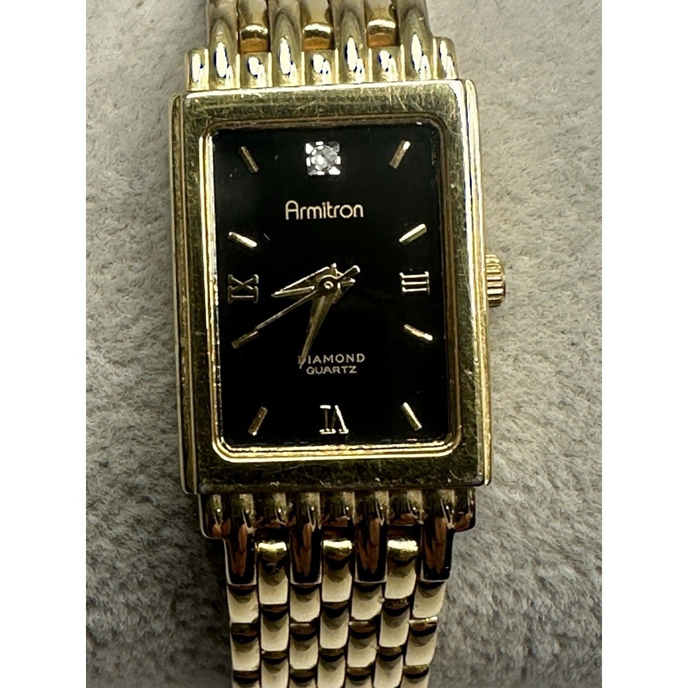 Armitron Diamond 25/5690 New Battery Ladies Tank Watch 16MM 6.5" K14